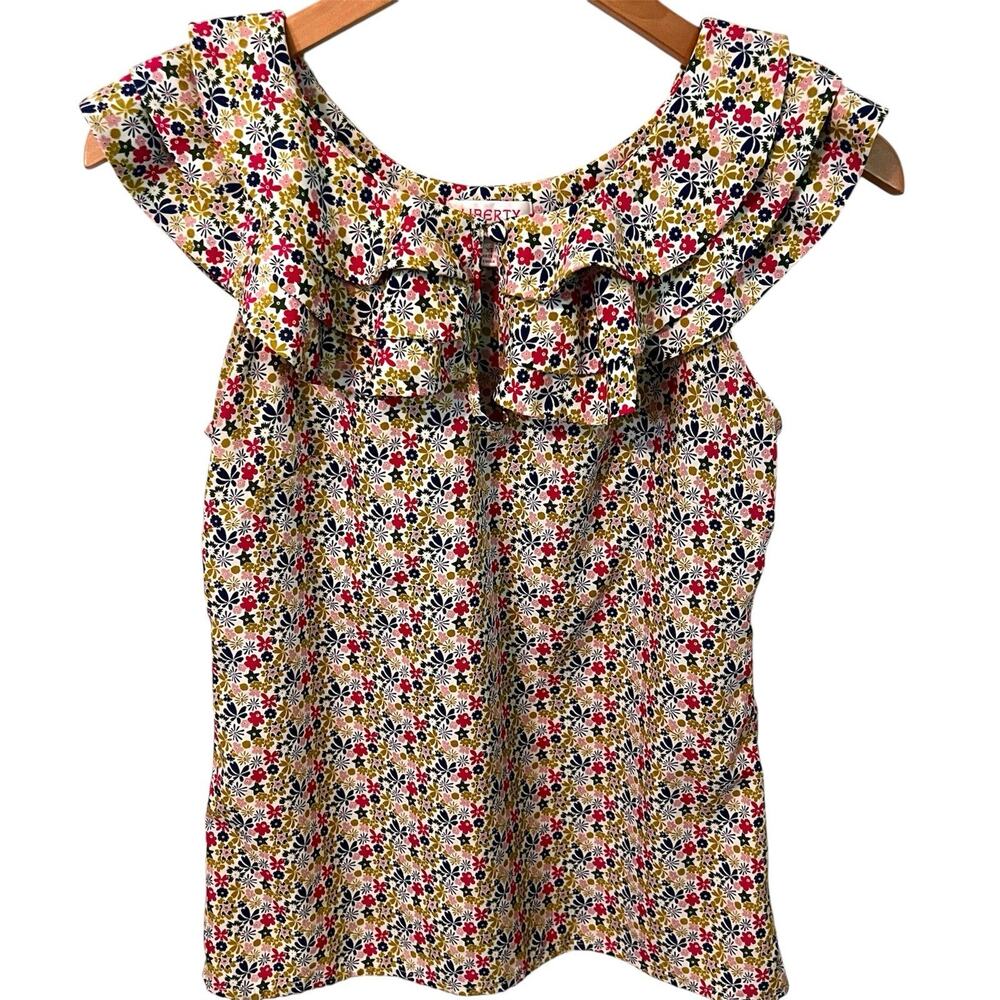 Liberty of London Target Garden Party Floral Ruffle Neck Blouse Women's XS